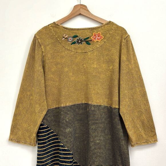 Coldwater Creek Floral Embroidered Long Sleeve Top - Mustard and Black - Picture 4 of 14